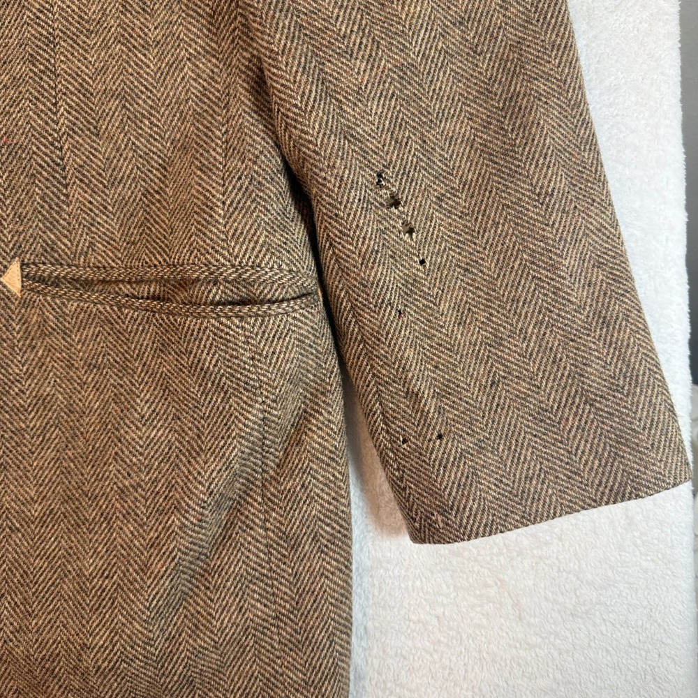 Vintage Pendleton High Grade Western Wear Wool Herringbone Blazer Brown READ - Picture 7 of 16